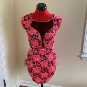SM Charlotte Russe Pink & Black Mesh Bodycon Dress